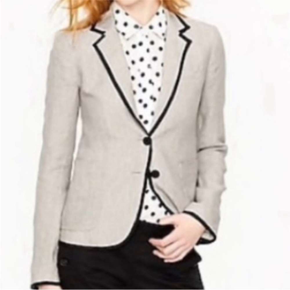 J. Crew Schoolboy Linen Blazer 00 Cream Black